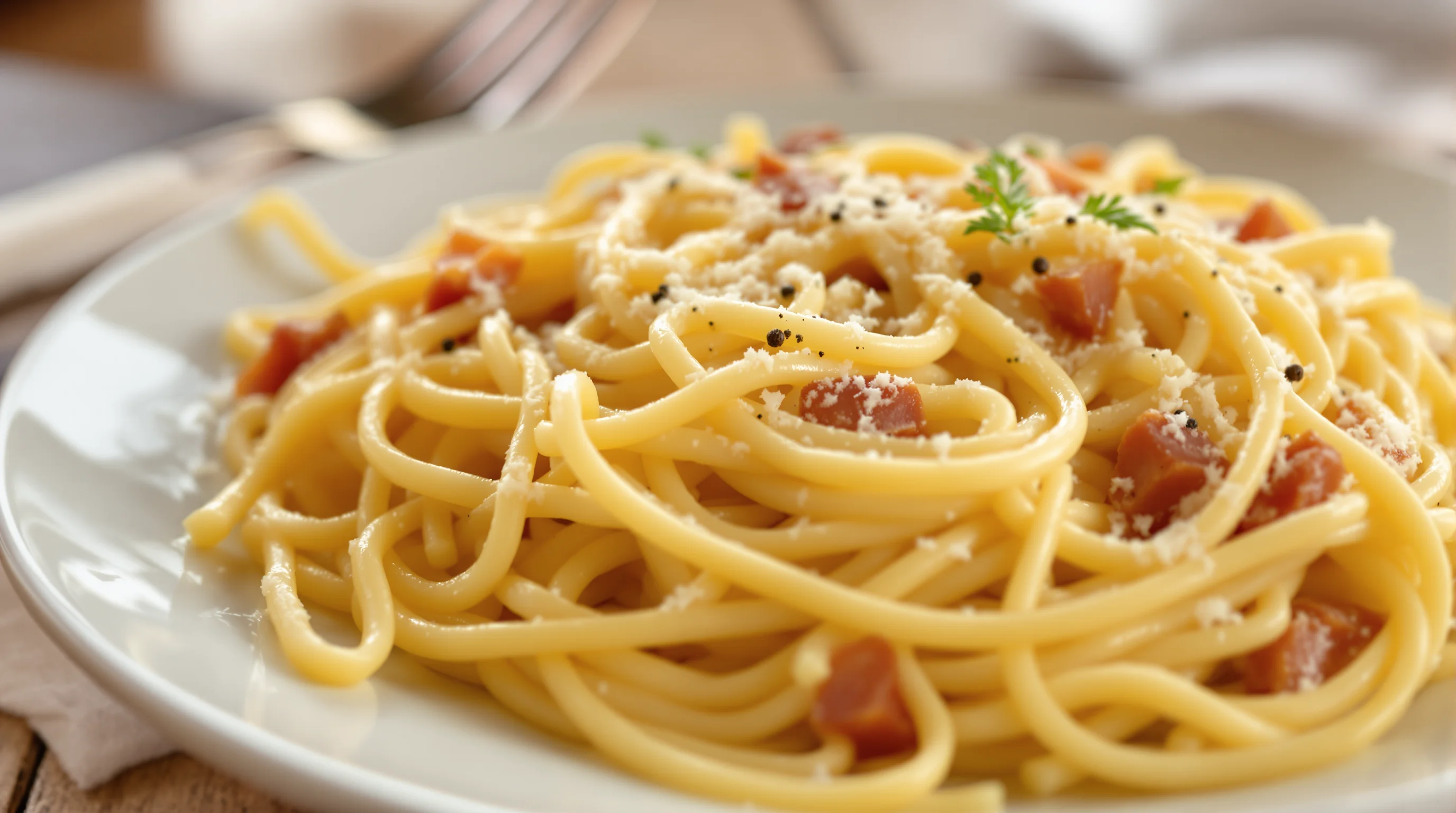 Pasta carbonara: el método tradicional para lograr una textura cremosa